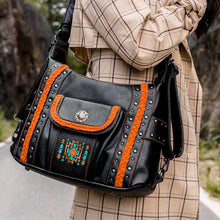Load image into Gallery viewer, Concealed Carry Embroidered Aztec Stitch Hobo Shoulder Bag Handbag