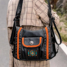 Load image into Gallery viewer, Concealed Carry Embroidered Aztec Stitch Hobo Shoulder Bag Handbag