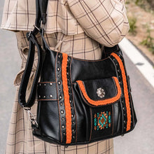 Load image into Gallery viewer, Concealed Carry Embroidered Aztec Stitch Hobo Shoulder Bag Handbag