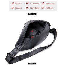 Load image into Gallery viewer, Luufan Genuine Leather Men's Chest Bags Soft Top Layer Cross Body Bag Black Male Cowhide Sling Bag Messager Single Summer Pouch