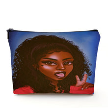 Load image into Gallery viewer, Casual African Girl Makeup Bag Double Print Black Women Cosmetic Bags Cartoon Lady Travel Toiletry Organizer Storage Case