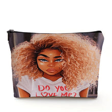 Load image into Gallery viewer, Casual African Girl Makeup Bag Double Print Black Women Cosmetic Bags Cartoon Lady Travel Toiletry Organizer Storage Case