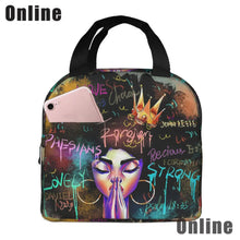 Load image into Gallery viewer, African American Black Girl Lunch Bag Compact Tote Bag Reusable Lunch Box Container for Women School Office Work