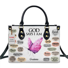 Load image into Gallery viewer, Butterfly and Flower Print Custom Name Leather Handbags for Women Elegant Shoulder Bag