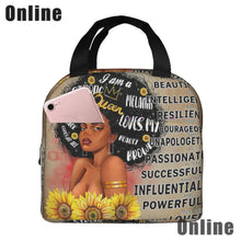 Load image into Gallery viewer, African American Black Girl Lunch Bag Compact Tote Bag Reusable Lunch Box Container for Women School Office Work