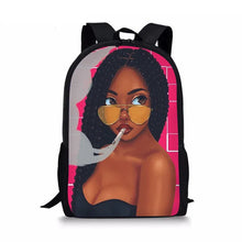 Load image into Gallery viewer, Black Afro Girl Magic Book Bags African School Bag For Girls Kids Elementary Children MultiPurpose Backpacks
