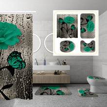 Load image into Gallery viewer, 4 PCS Flower Shower Curtain Set