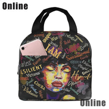 Load image into Gallery viewer, African American Black Girl Lunch Bag Compact Tote Bag Reusable Lunch Box Container for Women School Office Work