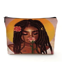 Load image into Gallery viewer, Casual African Girl Makeup Bag Double Print Black Women Cosmetic Bags Cartoon Lady Travel Toiletry Organizer Storage Case