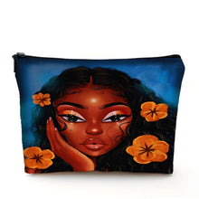 Load image into Gallery viewer, Casual African Girl Makeup Bag Double Print Black Women Cosmetic Bags Cartoon Lady Travel Toiletry Organizer Storage Case