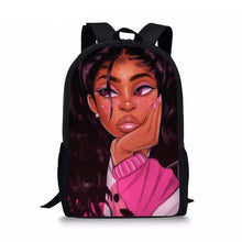 Load image into Gallery viewer, Black Afro Girl Magic Book Bags African School Bag For Girls Kids Elementary Children MultiPurpose Backpacks