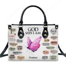Load image into Gallery viewer, Butterfly and Flower Print Custom Name Leather Handbags for Women Elegant Shoulder Bag