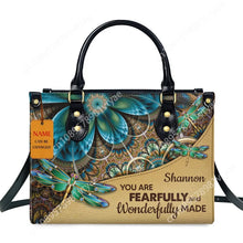 Load image into Gallery viewer, Butterfly and Flower Print Custom Name Leather Handbags for Women Elegant Shoulder Bag