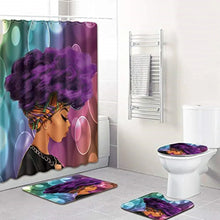 Load image into Gallery viewer, Fashion Elegant Purple Afro Black Girl Shower Curtain