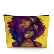 Load image into Gallery viewer, Casual African Girl Makeup Bag Double Print Black Women Cosmetic Bags Cartoon Lady Travel Toiletry Organizer Storage Case