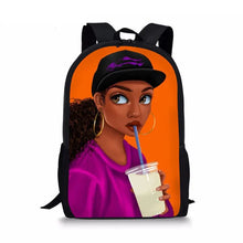 Load image into Gallery viewer, Black Afro Girl Magic Book Bags African School Bag For Girls Kids Elementary Children MultiPurpose Backpacks