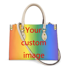 Load image into Gallery viewer, Butterfly and Flower Print Custom Name Leather Handbags for Women Elegant Shoulder Bag