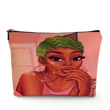Load image into Gallery viewer, Casual African Girl Makeup Bag Double Print Black Women Cosmetic Bags Cartoon Lady Travel Toiletry Organizer Storage Case