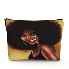Load image into Gallery viewer, Casual African Girl Makeup Bag Double Print Black Women Cosmetic Bags Cartoon Lady Travel Toiletry Organizer Storage Case