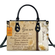 Load image into Gallery viewer, Butterfly and Flower Print Custom Name Leather Handbags for Women Elegant Shoulder Bag