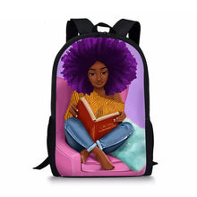 Load image into Gallery viewer, Black Afro Girl Magic Book Bags African School Bag For Girls Kids Elementary Children MultiPurpose Backpacks