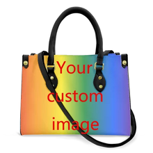 Load image into Gallery viewer, Butterfly and Flower Print Custom Name Leather Handbags for Women Elegant Shoulder Bag