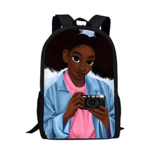 Load image into Gallery viewer, Black Afro Girl Magic Book Bags African School Bag For Girls Kids Elementary Children MultiPurpose Backpacks
