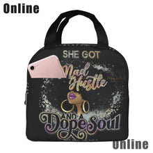 Load image into Gallery viewer, African American Black Girl Lunch Bag Compact Tote Bag Reusable Lunch Box Container for Women School Office Work