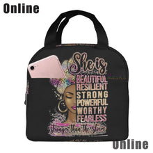 Load image into Gallery viewer, African American Black Girl Lunch Bag Compact Tote Bag Reusable Lunch Box Container for Women School Office Work