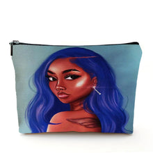 Load image into Gallery viewer, Casual African Girl Makeup Bag Double Print Black Women Cosmetic Bags Cartoon Lady Travel Toiletry Organizer Storage Case