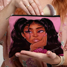 Load image into Gallery viewer, Casual African Girl Makeup Bag Double Print Black Women Cosmetic Bags Cartoon Lady Travel Toiletry Organizer Storage Case