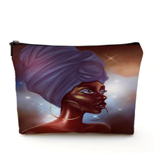 Load image into Gallery viewer, Casual African Girl Makeup Bag Double Print Black Women Cosmetic Bags Cartoon Lady Travel Toiletry Organizer Storage Case