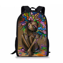 Load image into Gallery viewer, Black Afro Girl Magic Book Bags African School Bag For Girls Kids Elementary Children MultiPurpose Backpacks