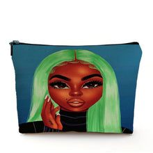 Load image into Gallery viewer, Casual African Girl Makeup Bag Double Print Black Women Cosmetic Bags Cartoon Lady Travel Toiletry Organizer Storage Case