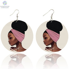 Load image into Gallery viewer, SOMESOOR Afro Natural Hair Painted Wood Drop Earrings