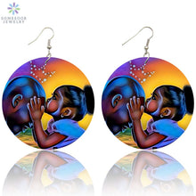 Load image into Gallery viewer, SOMESOOR Afro Natural Hair Painted Wood Drop Earrings