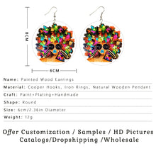 Load image into Gallery viewer, SOMESOOR Afro Natural Hair Painted Wood Drop Earrings