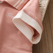 Load image into Gallery viewer, Children Turn-down Collar Cotton Short Sleeve Dress For Kids Baby Girls