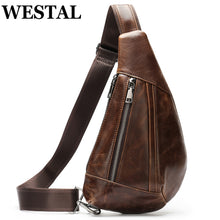 Load image into Gallery viewer, WESTAL Men Shoulder Bag Genuine Leather Chest Pack Man Sling Messenger Bags Small Crossbody Bags Side Bags