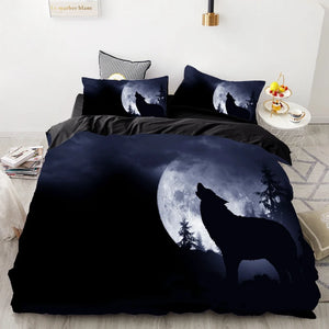 3PCS Wolf Tiger Lion Animal Pattern Bedding Set