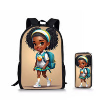Load image into Gallery viewer, Stylish Two-Piece Set Cute African Girl Printed Backpack

