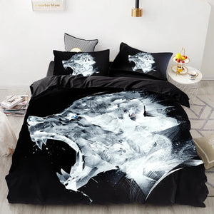 3PCS Wolf Tiger Lion Animal Pattern Bedding Set