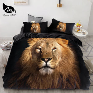 3PCS Wolf Tiger Lion Animal Pattern Bedding Set