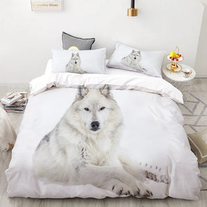 3PCS Wolf Tiger Lion Animal Pattern Bedding Set