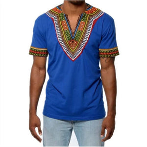 Men Top African Dashiki Casual Short Sleeve T Shirt