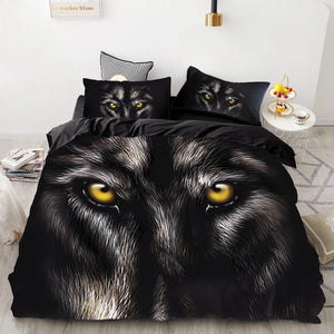 3PCS Wolf Tiger Lion Animal Pattern Bedding Set