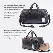 Load image into Gallery viewer, Big Capacity Leather Travel Bag Waterproof Fitness Duffle Bag with Shoes Pocket Sports Weekend Luggage Bag Women Men Handbag
