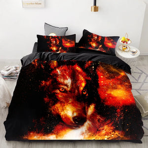 3PCS Wolf Tiger Lion Animal Pattern Bedding Set