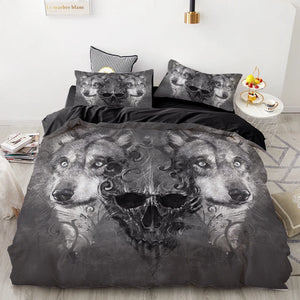 3PCS Wolf Tiger Lion Animal Pattern Bedding Set