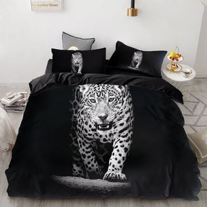 3PCS Wolf Tiger Lion Animal Pattern Bedding Set